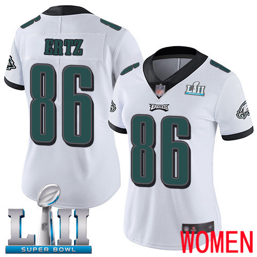 Women Philadelphia Eagles 86 Zach Ertz White Vapor Untouchable NFL Jersey Limited Player Super Bowl LII Football